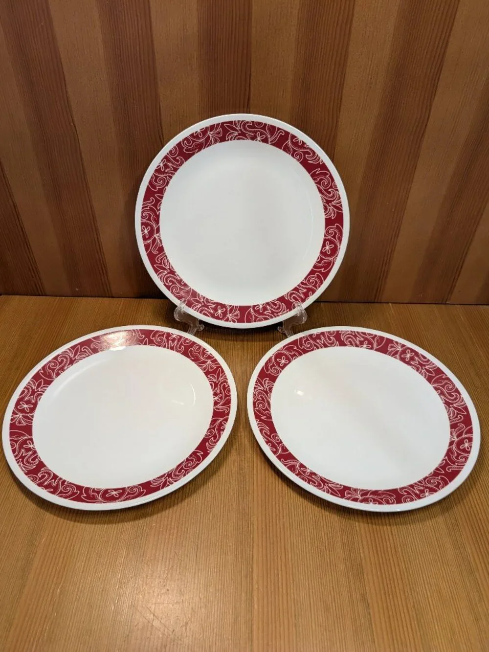 Set of 3 Corelle RED BANDANA Dinner Plates 10 1/4